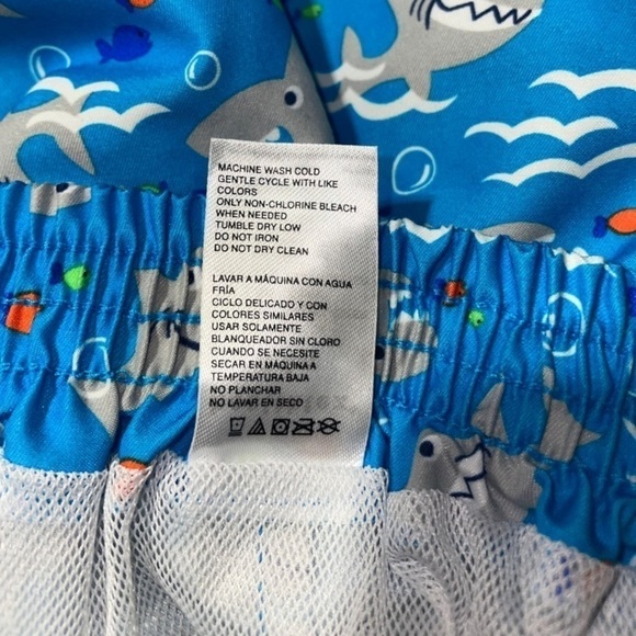 Healthtex Shark Fish Hawaiian Ocean Swimsuit Infant Boys 3 to 6 Mos Blue Lined - Picture 6 of 8